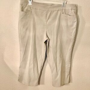 Beige Capris XL by George Rayon Nylon Spandex Stretch Flat Front Pockets